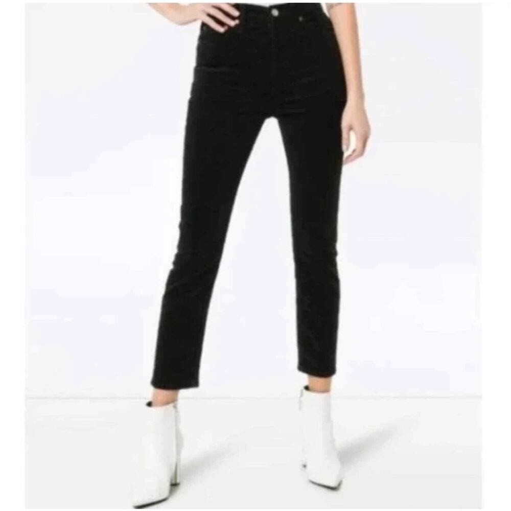 RE/DONE Corduroy Stretch High Rise Ankle Crop Black 28